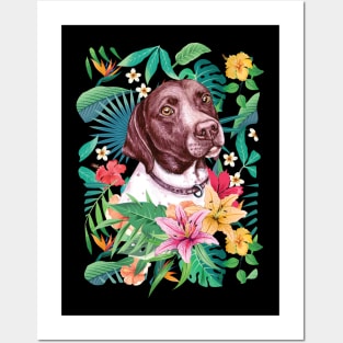 Tropical German Shorthaired Pointer Posters and Art